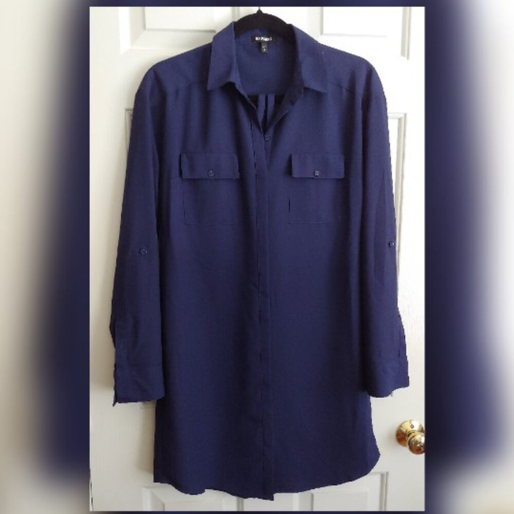 EXPRESS Portofino Belted Shirt Dress Navy Blue Size S